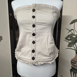 Pilcro Cream Strapless Blouse